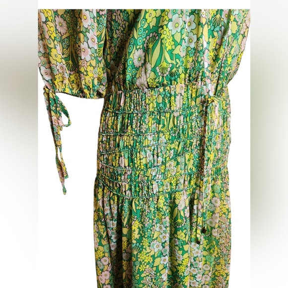 TED BAKER green floral tie London Ursille Midi Dress. Size 4/Large - Picture 16 of 16